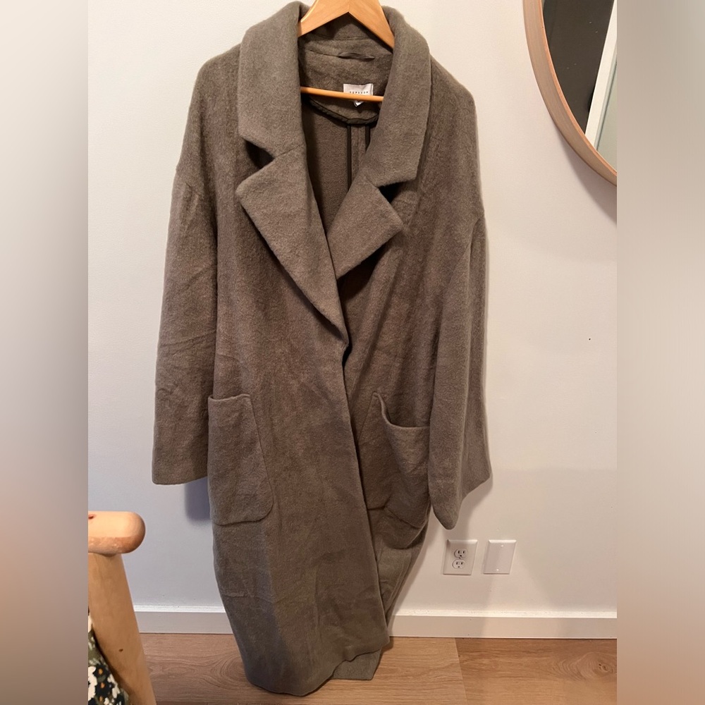 Topshop Curve Brushed Chuck-on Coat with Patch Pockets